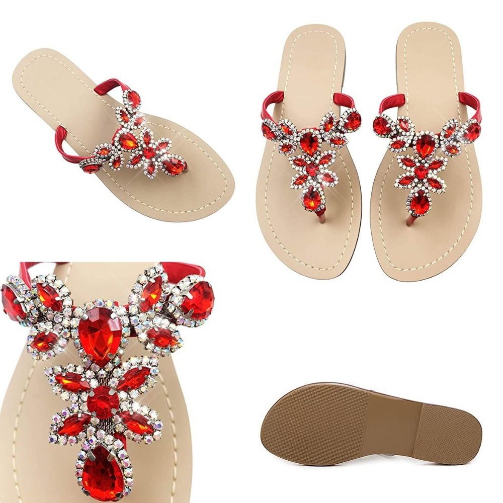 NEW Sparkling Bling Swarovski Crystal Rhinestone Sandals Beach Wedding S… - Picture 14 of 16